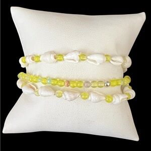 Yellow and White Shell Beaded Bracelets